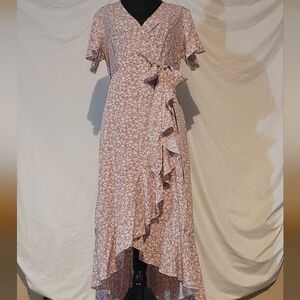 Floral Dress in Pink And White, S